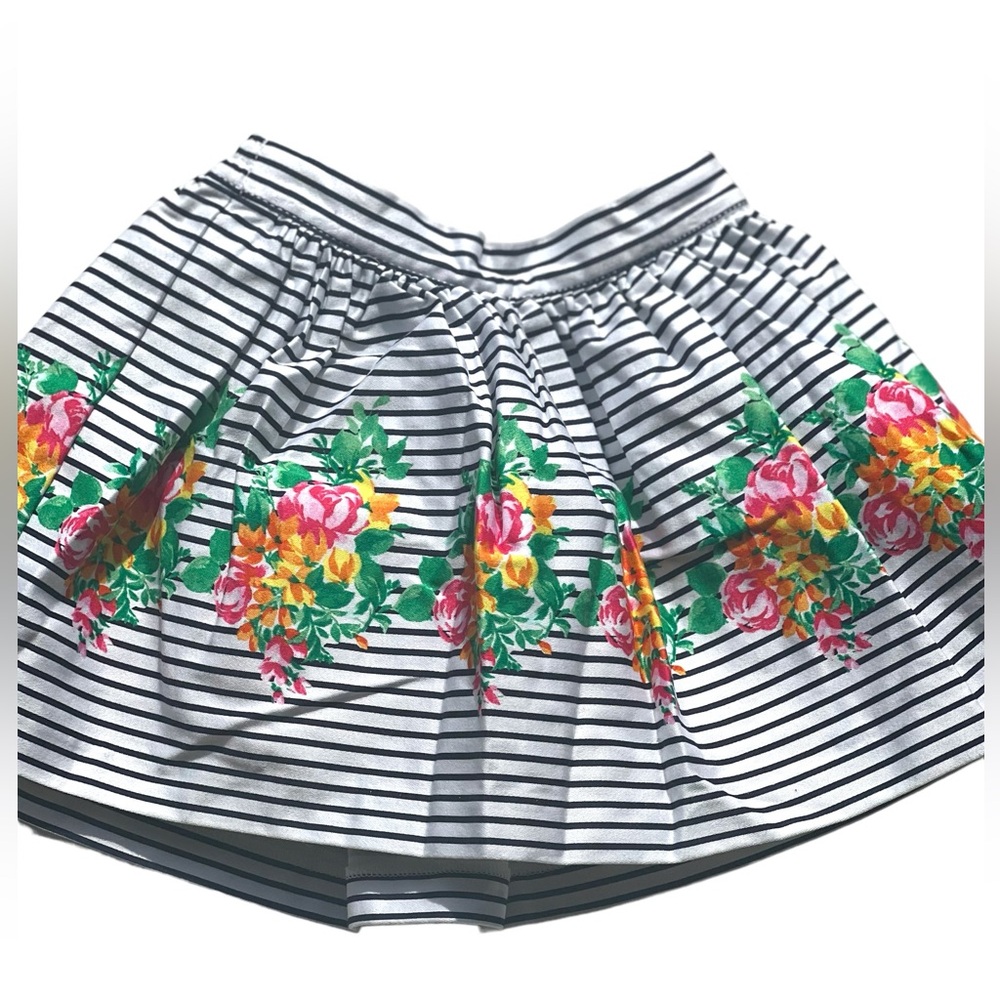 Janie and Jack Striped Floral Border Skirt NWT